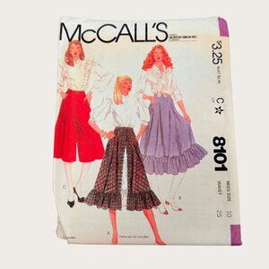 Vintage 1980s McCalls Sewing Pattern 8101 Misses Skirts Culottes Size 10